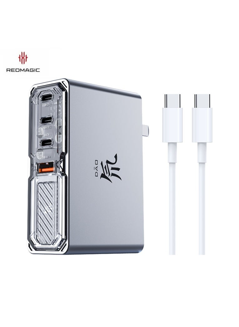 ريد ماجيك شاحن ريد ماجيك بقوة 140 واط للشحن السريع بأربعة منافذ بتقنية الغاليوم، تصميم مدمج، دبابيس قابلة للطي، تقنية نيو تشارجر 3.0، متوافق مع ريد ماجيك أسترا ونوفا، آيباد، الأجهزة اللوحية، آيفون، ماك بوك، واللابتوبات – يشمل كابل –منفذ امريكي - Image 1